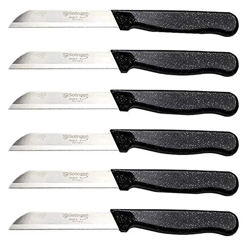 Solingen Allzweckmesser Schwarz Flitzer 200 Stück - Hochwertiges Obstmesser 'Made in Germany' mit sehr scharfer zackiger Klinge und edler Flitteroptik in Schwarz. Ideal für präzises Schneiden in der Küche.