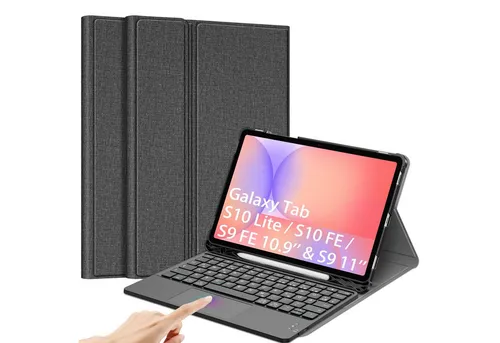 FINTIE Tastatur Hülle für Samsung Galaxy Tab S10 Lite/S10 FE/S9 FE & S9 - Tastaturhülle mit abnehmbarer QWERTZ-Tastatur und Touchpad, ideal für produktives Arbeiten und Spielen, schützt Ihr Tablet und bietet eine praktische Stifthalterung.