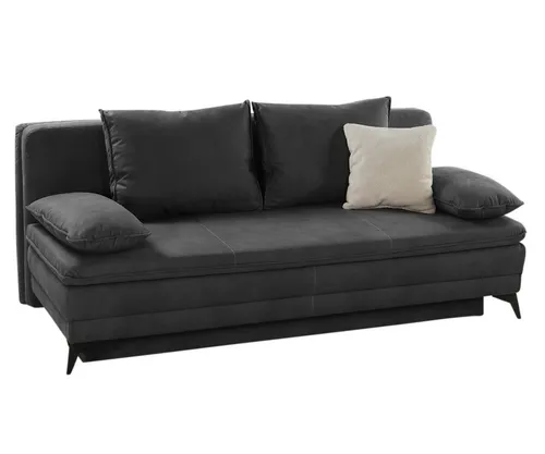 Dauerschlafsofa 202 cm mit Kaltschaumtopper - Modernes Dauerschlafsofa in Dunkel-Grau Anthrazit, mit integriertem Kaltschaumtopper für optimalen Schlafkomfort und praktischem Bettkasten. Ideal für Wohnzimmer oder Gästezimmer.