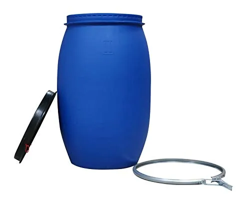 asup Kunststofffass-Deckelfass, 120 Liter - UN-Zulassung inkl. Deckel mit Moosgummi- Dichtung und Spannung, mit Splint und roter Lasche