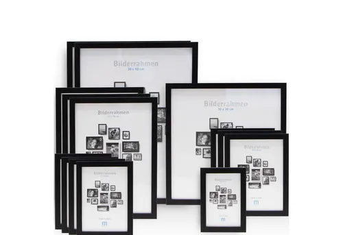 M MERCEO Bilderrahmen, 14-tlg. Bilderrahmen-Set Schwarz (10x15cm bis 30x40cm)