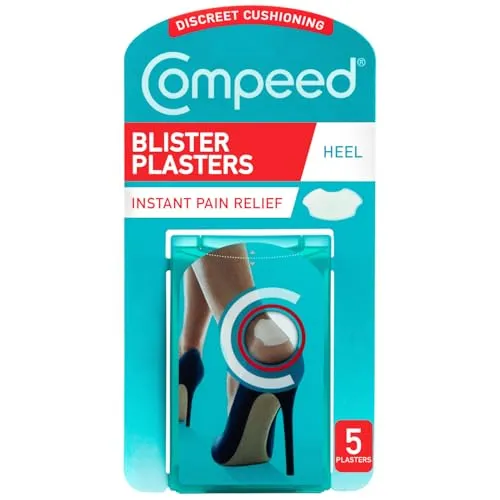 Compeed High Heel Blasenpflaster, 5 Hydrokolloidpflaster, Fußbehandlung, Heilung schnell, ultimative Diskretion, Maße 4,2 cm x 6,8 cm