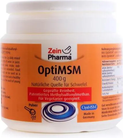 MSM mit patentiertem OptiMSMTM Pulver von ZEINpharma - Hochreines Nahrungsergänzungsmittel mit 99,8 % MSM zur Unterstützung der Gelenkgesundheit, ideal für aktive Menschen und Sportler.