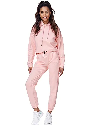 Tazzio Jogginganzug F200 - Trainingsanzug SET in Pink - Bequemer Trainingsanzug bestehend aus Jogginghose und Hoodie, ideal für entspannte Tage und sportliche Aktivitäten. Hergestellt aus 90% Baumwolle für hohen Tragekomfort.