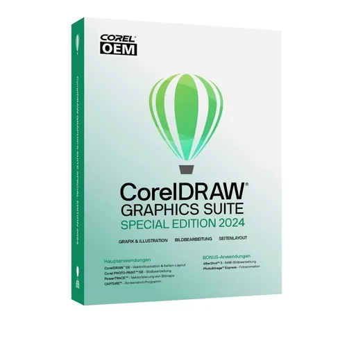 COREL CorelDRAW Graphics Suite Special Edition 2024 - Grafikdesign-Suite mit CorelDRAW SE für Vektorillustration, inkl. AfterShot 3 für RAW Fotoeditor und PhotoMirage Express zur einfachen Fotomanipulation.