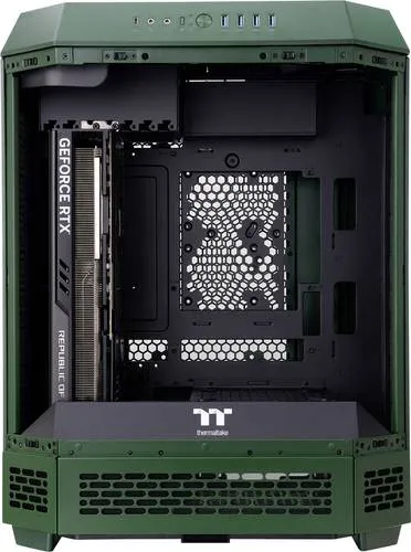 Thermaltake The Tower 600 Mid Tower Chassis | Racing Green, vertikales Design - PC-Gehäuse mit einzigartigem vertikalen Design und Unterstützung für bis zu 420-mm-Radiatoren, ideal für effiziente Kühlung und modernes Gaming-Setup.