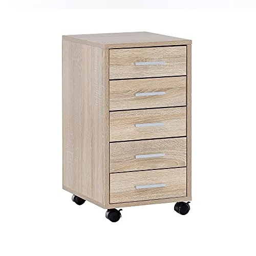 Produktbild FineBuy Rollcontainer Holz mit Rollen 33x63x38cm