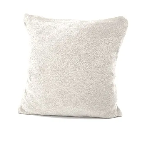 heimtexland ® Flanell Kuschel Kissen Super Soft Dekokissen Plüsch Typ380 Kissenhülle Creme 48x48 cm