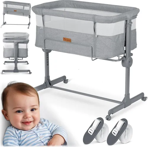 Graues Babybett NK-243 mit Seitenfunktion