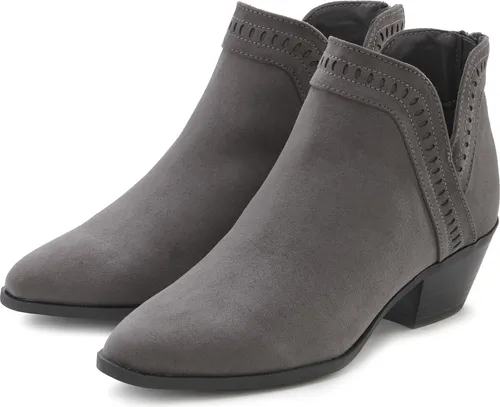 LASCANA Cowboy Stiefelette grau Größe 40 - Wanderschuhe - VEGAN Boots von LASCANA mit hochwertigem Microfaser-Obermaterial und 5 cm Absatzhöhe, perfekt für stilvolle Outdoor-Abenteuer.