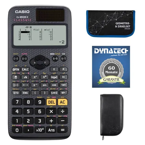Casio FX-85 DE X mit schwarzer Tasche, Zirkelset und Garantieverlängerung