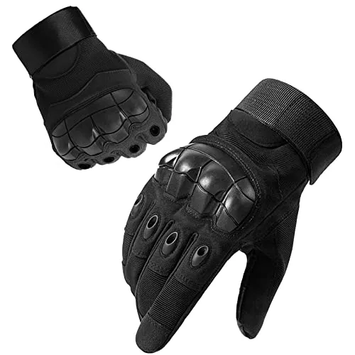 Firschoie Taktische Handschuhe Militärische Handschuhe Motorrad Handschuhe Mit hartem Knöchelschutz und 2-Finger Touchscreen, Geeignet für Dschungelerkundung,Trekking, Motorrad, MTB-Fahren(Schwarz M)