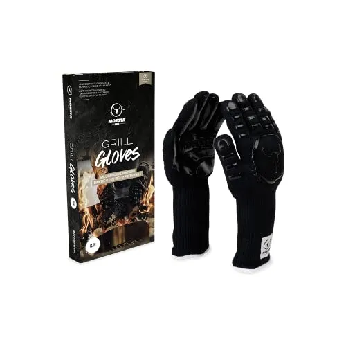 MOESTA-BBQ 19216 GrillGloves No.1 Größe S/M für Profis - Grillhandschuhe, hitzebeständig bis 500°C mit Nomex-Material aus der Weltraumforschung für ultimativen Schutz und Grip beim Grillen und Backen.