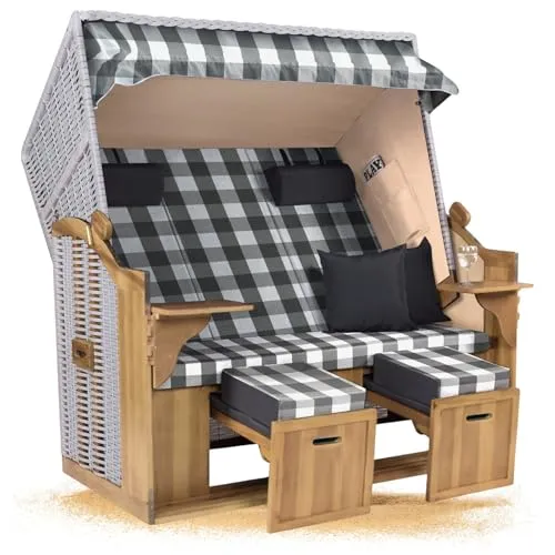 Strandkorb Hanse XXL 2,5-Sitzer Volllieger Beige Anthrazit
