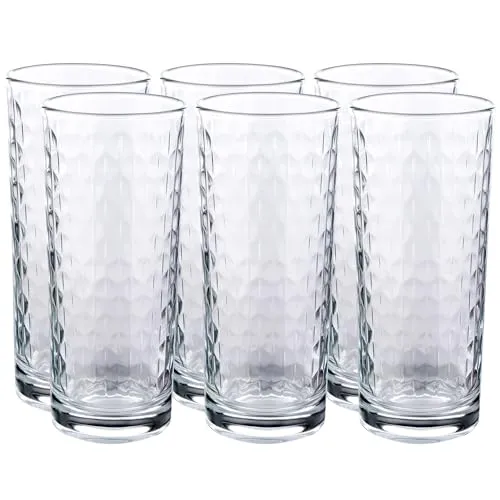 GRÄWE Trinkgläser Set, 6er Set, Wassergläser 300 ml, Longdrinkgläser, spülmaschinengeeignet, Saftgläser, Trinkgläser gemustert, Gläser für Cocktails