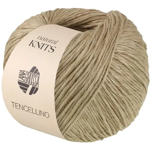 LANA GROSSA Tencellino | Klassisch verzirntes Garn aus natürlich mattem Leinen & seidig glänzendem Tencel | Handstrickgarn aus 51% Leinen & 49% Tencel | 50g Wolle zum Stricken & Häkeln | 125m FB 3