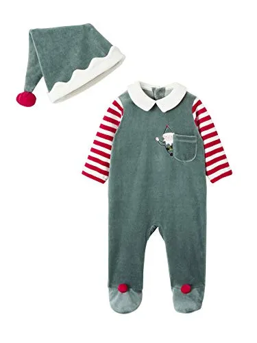 Vertbaudet Baby Set aus Strampler und Mütze, Wichtel-Kostüm Tanne 80