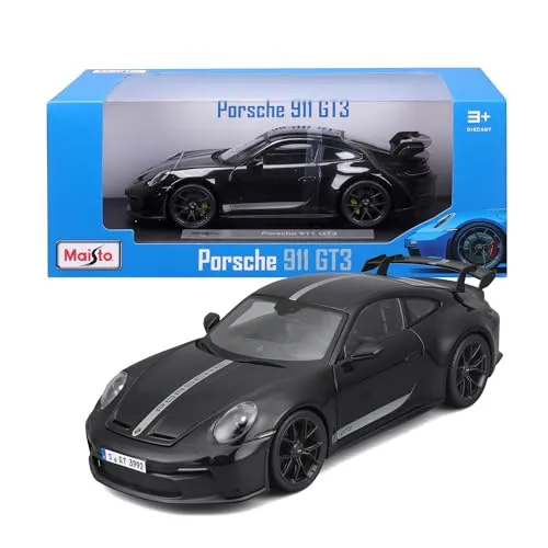 Maisto Porsche 911 GT3 (2022) - Modellauto 1:18, bewegliche Türen und Kofferraum, detailgetreu in Blau für Sammler und Porsche-Fans