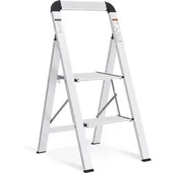 Leiter Aluminium 2 Stufen Klappbar Handlauf 150kg Silber 2 Stufen
