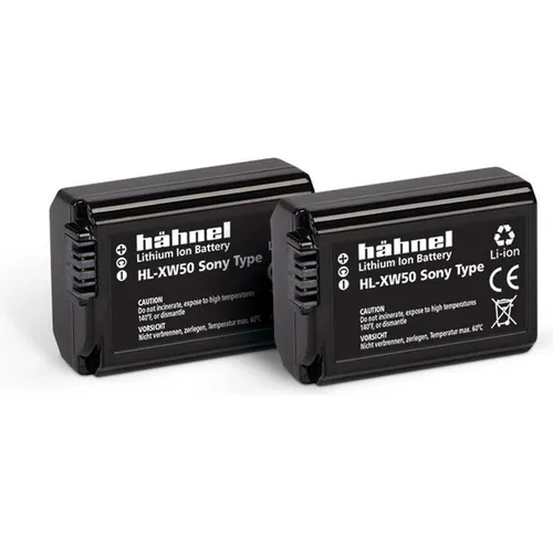 hähnel HLXW50 Akku TWINPACK für Sony NP-FW50 - 2 leistungsstarke Lithium-Ion Akkus mit 1000 mAh, ideal für Sony Kameras, sorgen für längere Aufnahmezeiten und zuverlässige Leistung.