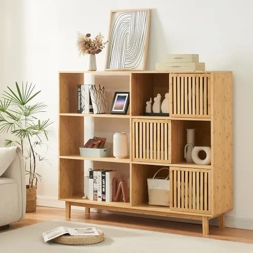 [en.casa] Bambus Bücherregal Ypäjä mit 9 Fächern von en.casa