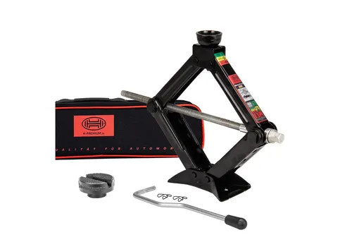 HEYNER® Scherenwagenheber 1,5t - Robuster Autoheber mit Kurbel und Gummipad - Wagenheber für PKW, SUV und Kleinlastwagen mit 1,5t Traglast. Robuste Bauweise und flexible Hubhöhe von 125 mm bis 407 mm, ideal für verschiedene Fahrzeugmodelle.