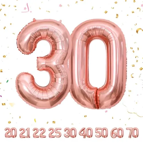 Geburtstag Deko zahlen luftballon 30 jahre | Folienballon Roségold