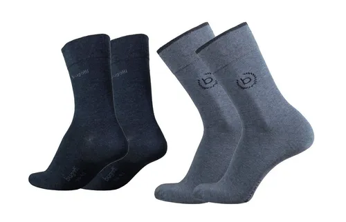 bugatti Basicsocken 6762443442 bugatti Herren 4er Pack Logo + uni basic schwarz, jeans melange