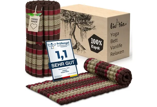 Reisebett-Matratzen Rollmatte 75 cm breit, vegan und handgefertigt, 200x75x4,5cm, livasia, 4.5 cm hoch, Kapok