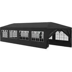 vidaXL Partyzelt 3x12 m Anthrazit - Stabiler Gartenpavillon für Feste - Pavillon aus UV- und wasserbeständigem Material, ideal für Outdoor-Feiern. Robuster Stahlrahmen sorgt für Stabilität und Langlebigkeit. Einfacher Aufbau und dekorative Fenster für ein einladendes Ambiente.