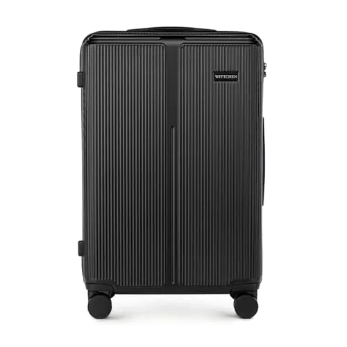WITTCHEN Stripes Line Mittelgroßer Koffer 67,5 x 45 x 27 cm (L) | Hartschale Reisekoffer ABS, 65 l, 4 Rollen 360° | Für Lufthansa/Eurowings/Ryanair, zahlenschloss, teleskopgriff | Farbe: Schwarz