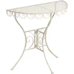 BELIANI Halbrunder Balkontisch Hellbeige aus Eisen 80x36 cm