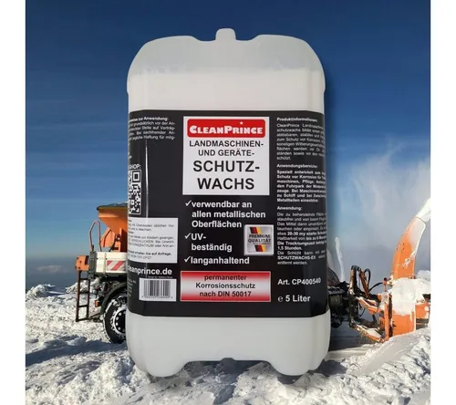 CleanPrince 5 Liter Schutzwachs für Landmaschinen - Rostschutzmittel für alle metallischen Oberflächen, UV-beständig mit langanhaltendem Korrosionsschutz nach DIN 50017 und einer Schutzschicht von 20-30 my.