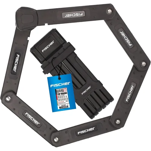 FISCHER Faltschloss 85cm mit Halter - Fahrradschloss aus robustem Stahl, bietet hohe Sicherheit und ist ideal für Radfahrer, die häufig unterwegs sind.