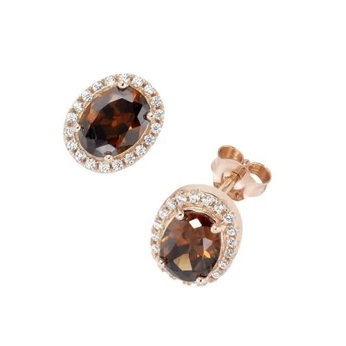 Smart Jewel Ohrstecker Ohrstecker mit weißen und braunen Zirkonia, Silber 925