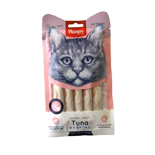 Leckere Paste mit Thunfisch & Shrimps, Katzenleckerlie 5 Stück in einer Packung