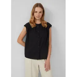 s.Oliver Blusentop Bluse Weites Blusentop mit Raffung und Spitzen-Detail schwarz S (36)