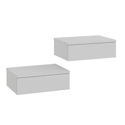 KOMTO Wandregal mit Schublade Steingrau - 2er Set für modernes Wohnen - Praktische Wandregale mit Schublade in elegantem Steingrau. Ideal zur Raumorganisation im Schlafzimmer oder Flur. Schlichte Designs und einfache Montage machen diese Möbelstücke zum perfekten Blickfang.