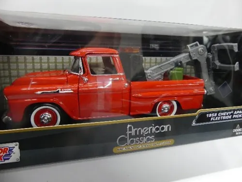 1/24 Motor Max Chevy Apache Fleetside Pickup 1958 rot 75430 - Detailgetreues 1:24 Modell des Chevy Apache Fleetside Pickup von 1958. Ideal für Sammler und Modellbau-Fans, überzeugt durch hochwertige Verarbeitung und authentische Farbgebung.