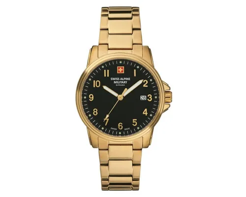 Swiss Alpine Military 7011.1117SAM Herrenuhr - Elegantes Design in Gold - Herrenuhren mit Schweizer Quarzwerk, 10 ATM wasserdicht und stilvollem goldfarbenem Edelstahlarmband für den modernen Mann.