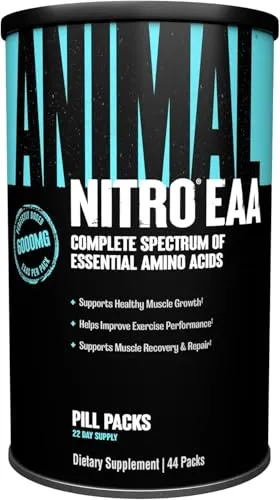 Universal Nutrition Animal Nitro EAA (44 Packungen) - Sportnahrung mit 6000 mg ungekoppelten Aminosäuren pro Packung für optimale Muskelregeneration und Wachstum. Ideal für Kraftsportler und Hochleistungstraining.