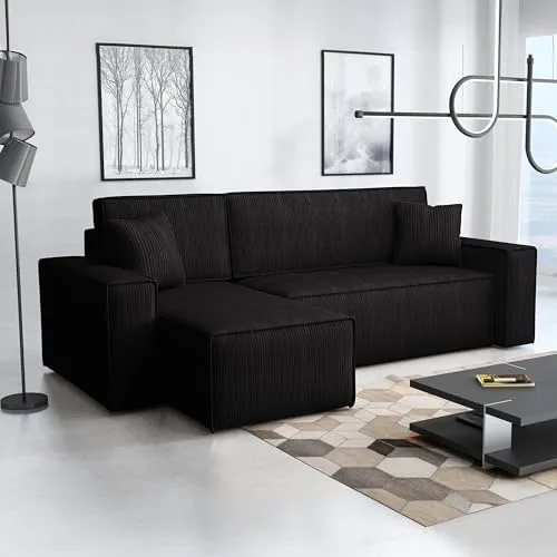 Imebel Ecksofa mit Schlaffunktion 244x83x143 cm - Schlafsofa Ecksofa im Modernen Stil - Bequeme Schlafcouch L-Form - Multifunktionale Sofa mit Bettkasten - Eckcouch mit Bettfunktion