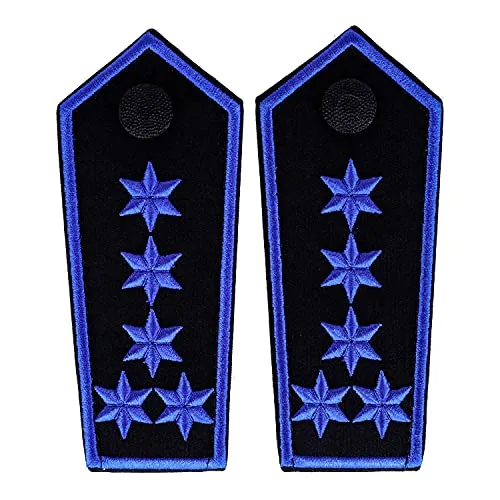 RescPol Schulterklappen 5 Sterne blau + Paspel