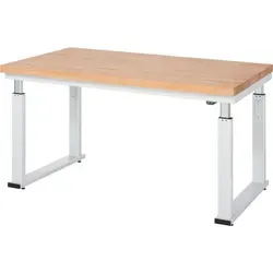 Rau Werkbank Serie adlatus 600 - elektrisch höhenverstellbar - Reihenwerkbank mit 4 cm starker Buche-Massiv-Platte, ideal für ergonomisches Arbeiten dank elektrischer Höhenverstellung. Made in Germany, stabil und mit 600 kg Traglast.