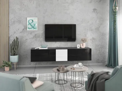 Lowboard VARIANTO 3, 190 cm, anthrazit matt / schwarz Hochglanz / weiß Hochglanz - Modernes TV-Lowboard mit griffloser Optik und cleverem Stauraum. In verschiedenen Farben erhältlich, passt es perfekt in jedes Wohnzimmer. Stabile Materialien und einfache Montage sorgen für langlebigen Genuss.