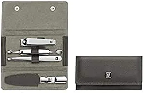 Zwilling Maniküre-Etui, 4 tlg. - Hochwertige Nagelpflege - Nageletuis mit rostfreien Edelstahlinstrumenten, edlem Echtlederetui und praktischem Druckverschluss – ideal für zu Hause und auf Reisen. Perfekt als Geschenk oder für den Eigenbedarf.