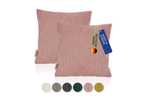 Lycce Dekokissen Kissenbezug 2er Set CORD Stoff (40 x 40 cm) mit Reißverschluß