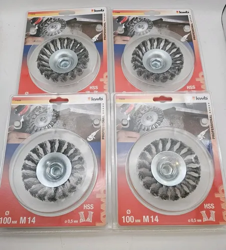 Topfbürste Drahtbürste Ø100mm M14 Zopfbürste gezopft Winkelschleifer Edelstahl 4