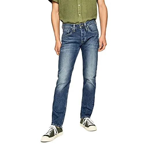 Pepe Jeans Herren Cash Straight Jeans, 000denim, 32W / 32L - Jeans aus nachhaltigen Materialien, blauer Stretch-Denim für ganztägigen Komfort, regelmäßiger Aufstieg und gerader Schnitt für zeitlosen Stil.