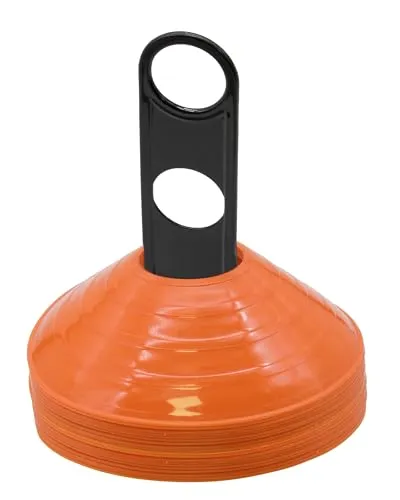 SPORTIKEL24 Markierhütchen 20er-Set – Orange – Flexibles Trainingsset mit Tragehalter für Teamsport, Schule & Hundetraining